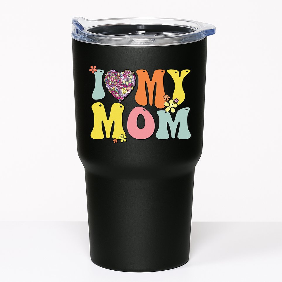 I Love My Mom I Heart My Mom Retro Groovy Mother's day Tumbler