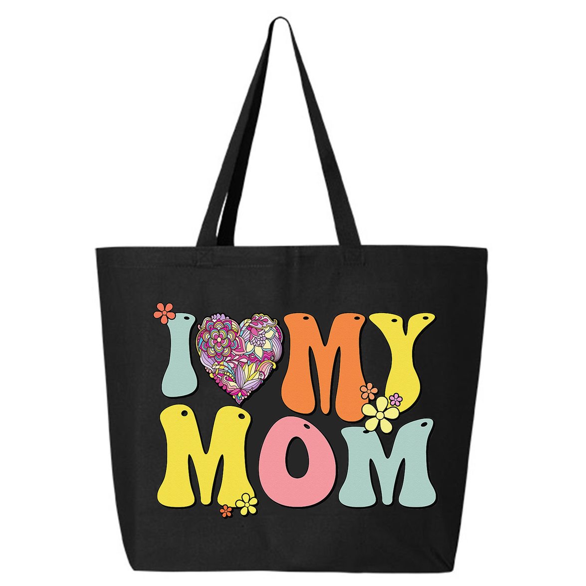 I Love My Mom I Heart My Mom Retro Groovy Mother's day 25L Jumbo Tote