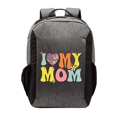 I Love My Mom I Heart My Mom Retro Groovy Mother's day Vector Backpack