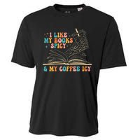 I Like My Books Spicy And My Coffee Icy Skeleton Hand Book Cooling Performance Crew T-Shirt