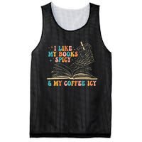 I Like My Books Spicy And My Coffee Icy Skeleton Hand Book Mesh Reversible Basketball Jersey Tank