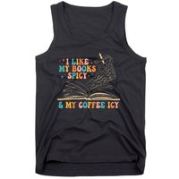 I Like My Books Spicy And My Coffee Icy Skeleton Hand Book Tank Top