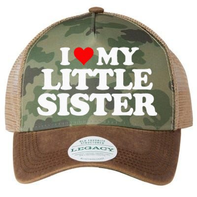 I Love My Little Sister Heart Funny Fun Gift Tee Legacy Tie Dye Trucker Hat