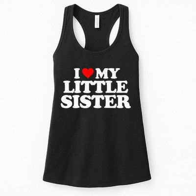 I Love My Little Sister Heart Funny Fun Gift Tee Womens Tank Top