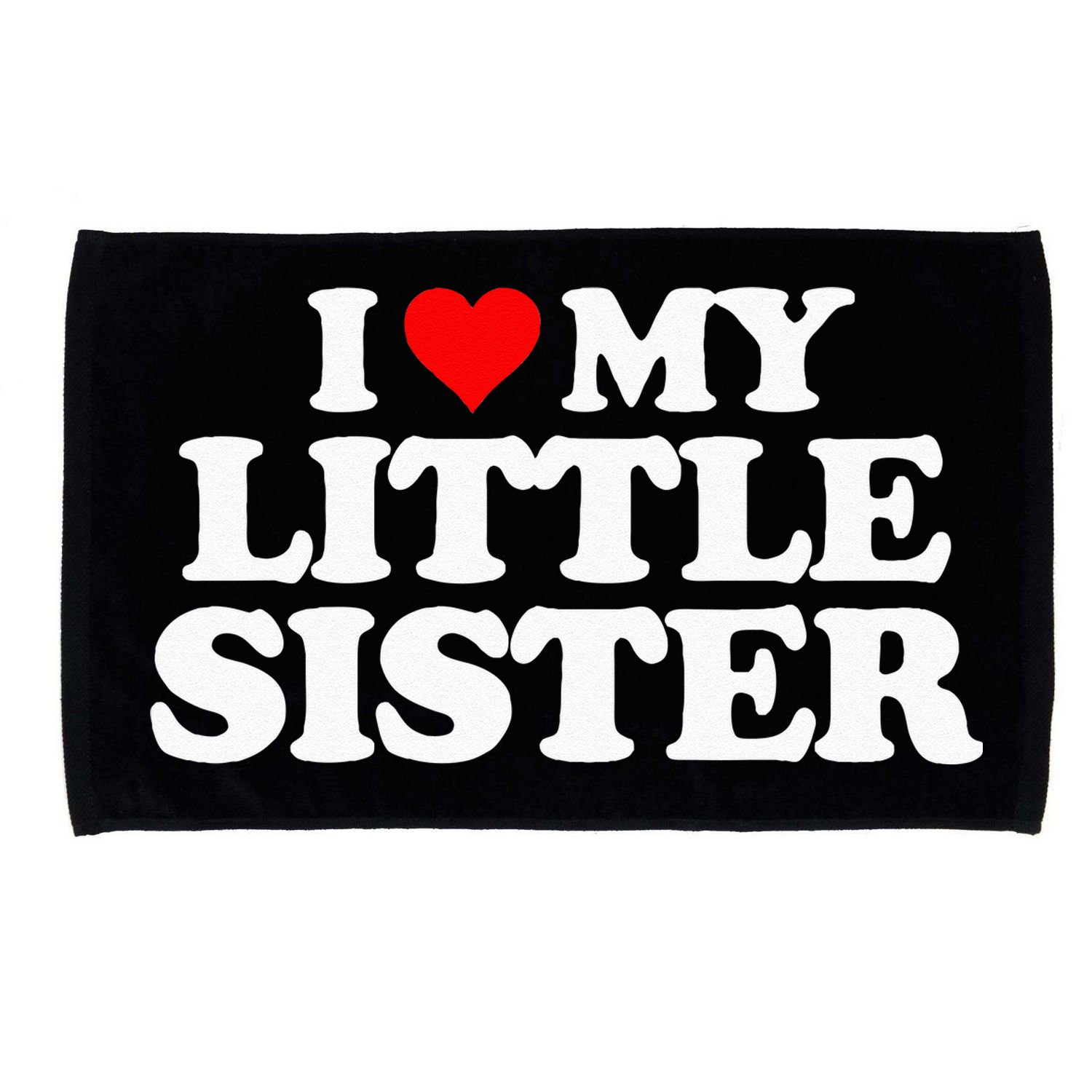 I Love My Little Sister Heart Funny Fun Gift Tee Microfiber Hand Towel