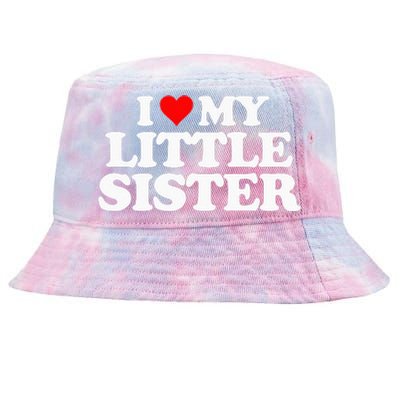 I Love My Little Sister Heart Funny Fun Gift Tee Tie-Dyed Bucket Hat