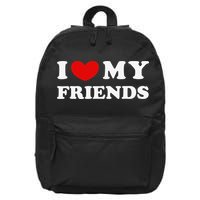 I Love My Friends I Heart My Friends 16 in Basic Backpack