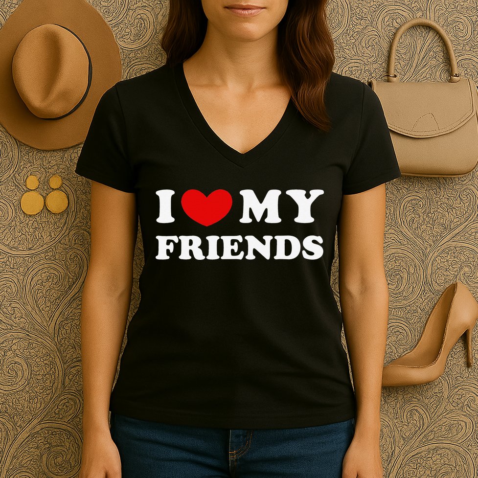 I Love My Friends I Heart My Friends Women's V-Neck T-Shirt
