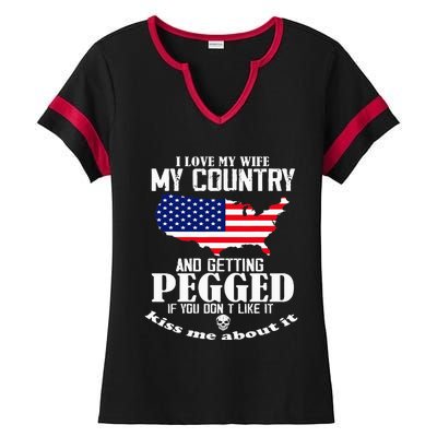 I Love My Wife My Country And Getting Pegged Ladies Halftime Notch Neck Tee