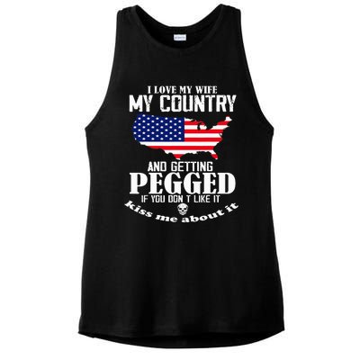 I Love My Wife My Country And Getting Pegged Ladies PosiCharge Tri-Blend Wicking Tank