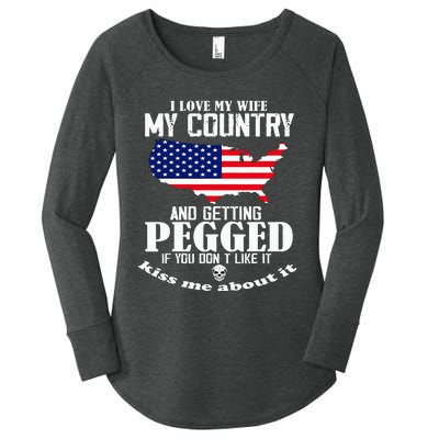 I Love My Wife My Country And Getting Pegged Women's Perfect Tri Tunic Long Sleeve Shirt