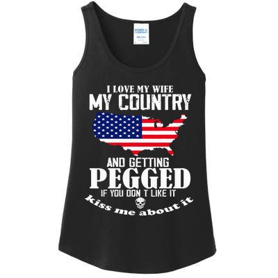 I Love My Wife My Country And Getting Pegged Ladies Essential Tank