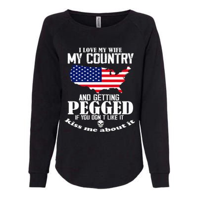 I Love My Wife My Country And Getting Pegged Womens California Wash Sweatshirt