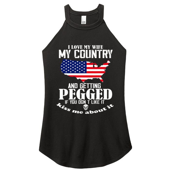 I Love My Wife My Country And Getting Pegged Women's Perfect Tri Rocker Tank