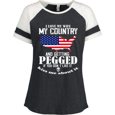 I Love My Wife My Country And Getting Pegged Enza Ladies Jersey Colorblock Tee