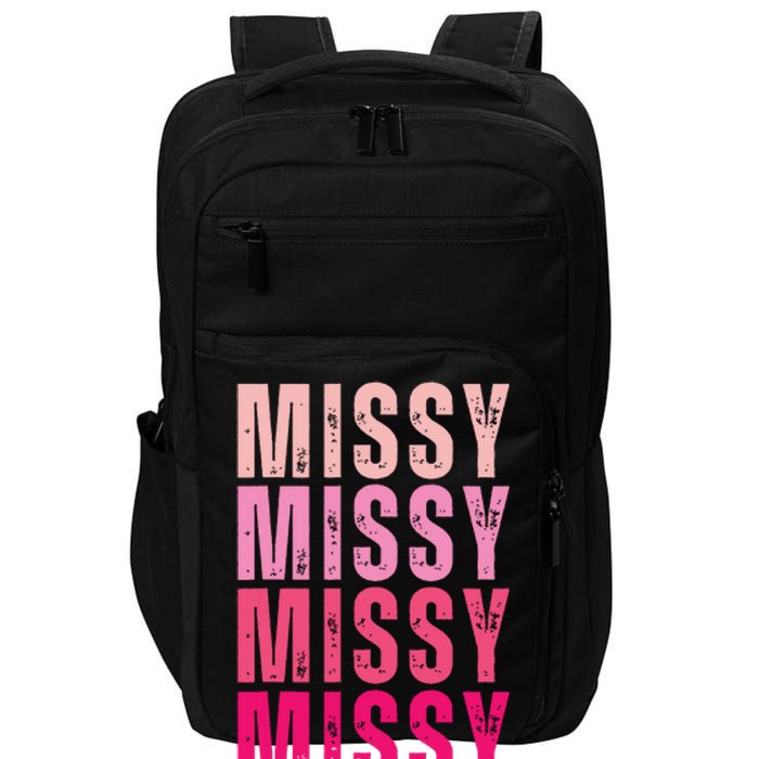 I Love Missy First Name Missy Vintage Impact Tech Backpack