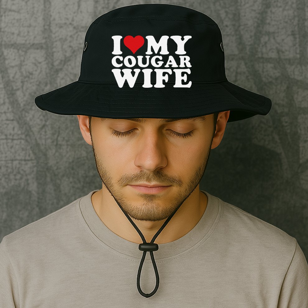 I Love My Cougar Wife I Heart My Cougar Wife Bucket Hat