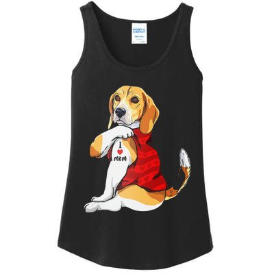 I Love Mom Tattoo Beagle Dog Lover Ladies Essential Tank