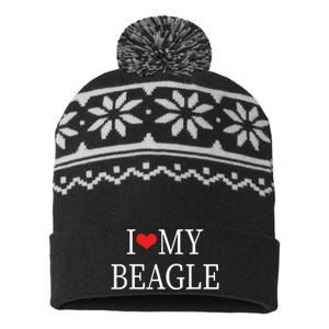 I Love My Beagle USA-Made Snowflake Beanie