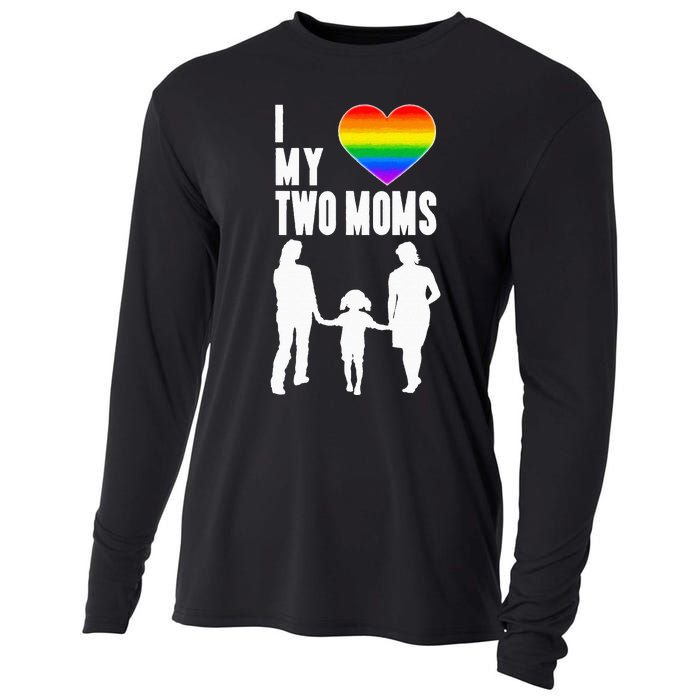 I Love My Two Moms LGBT Pride Proud LGBT Mom Cooling Performance Long Sleeve Crew