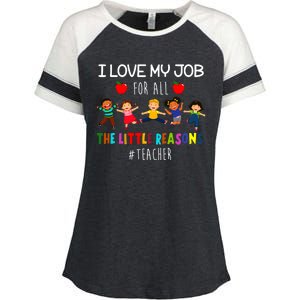 I Love My Job For All The Little Reasons Teacher Enza Ladies Jersey Colorblock Tee