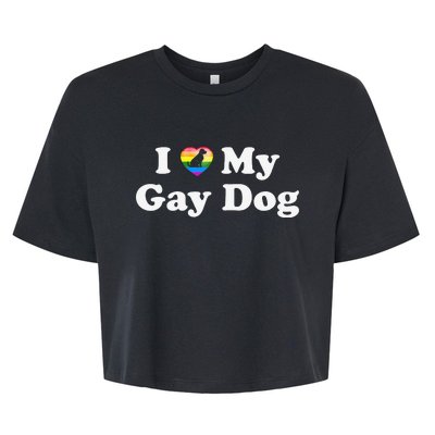 I Love My Gay Dog Heart Funny LGBT Pet Pride Proud Parent Bella+Canvas Jersey Crop Tee