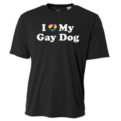 I Love My Gay Dog Heart Funny LGBT Pet Pride Proud Parent Cooling Performance Crew T-Shirt