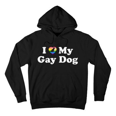 I Love My Gay Dog Heart Funny LGBT Pet Pride Proud Parent Hoodie