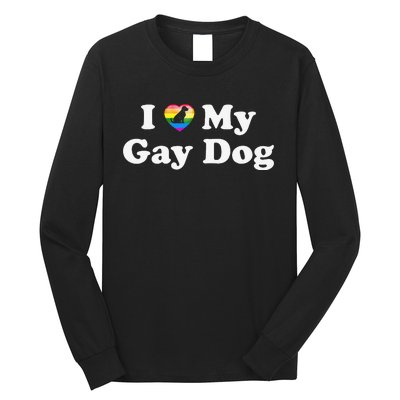 I Love My Gay Dog Heart Funny LGBT Pet Pride Proud Parent Long Sleeve Shirt