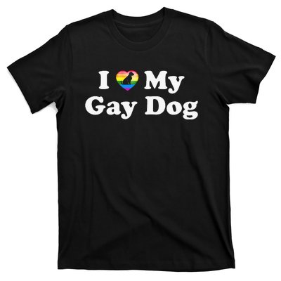 I Love My Gay Dog Heart Funny LGBT Pet Pride Proud Parent T-Shirt