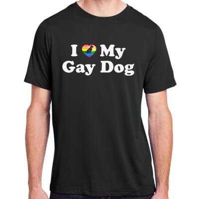 I Love My Gay Dog Heart Funny LGBT Pet Pride Proud Parent Adult ChromaSoft Performance T-Shirt