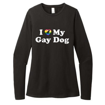 I Love My Gay Dog Heart Funny LGBT Pet Pride Proud Parent Womens CVC Long Sleeve Shirt