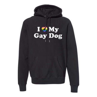 I Love My Gay Dog Heart Funny LGBT Pet Pride Proud Parent Premium Hoodie