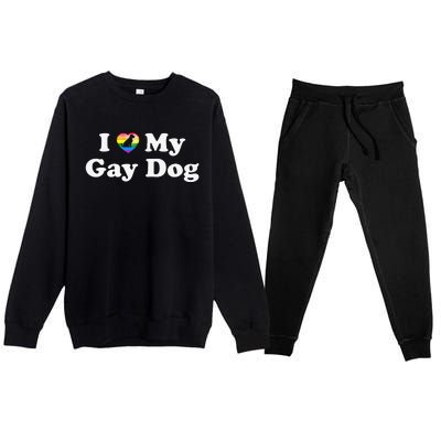 I Love My Gay Dog Heart Funny LGBT Pet Pride Proud Parent Premium Crewneck Sweatsuit Set