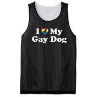 I Love My Gay Dog Heart Funny LGBT Pet Pride Proud Parent Mesh Reversible Basketball Jersey Tank