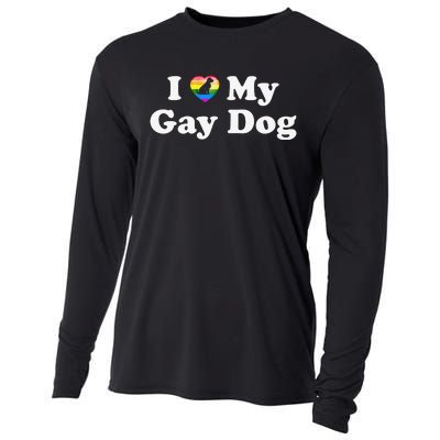 I Love My Gay Dog Heart Funny LGBT Pet Pride Proud Parent Cooling Performance Long Sleeve Crew