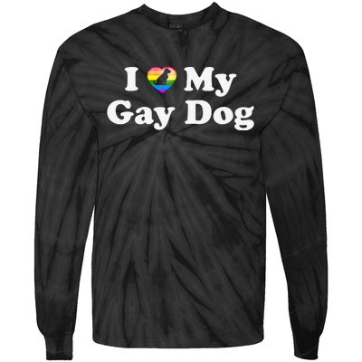 I Love My Gay Dog Heart Funny LGBT Pet Pride Proud Parent Tie-Dye Long Sleeve Shirt