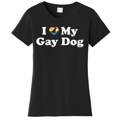 I Love My Gay Dog Heart Funny LGBT Pet Pride Proud Parent Women's T-Shirt