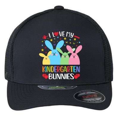 I Love My Kindergarden Bunnies Funny Teacher School Design Gift Flexfit Unipanel Trucker Cap