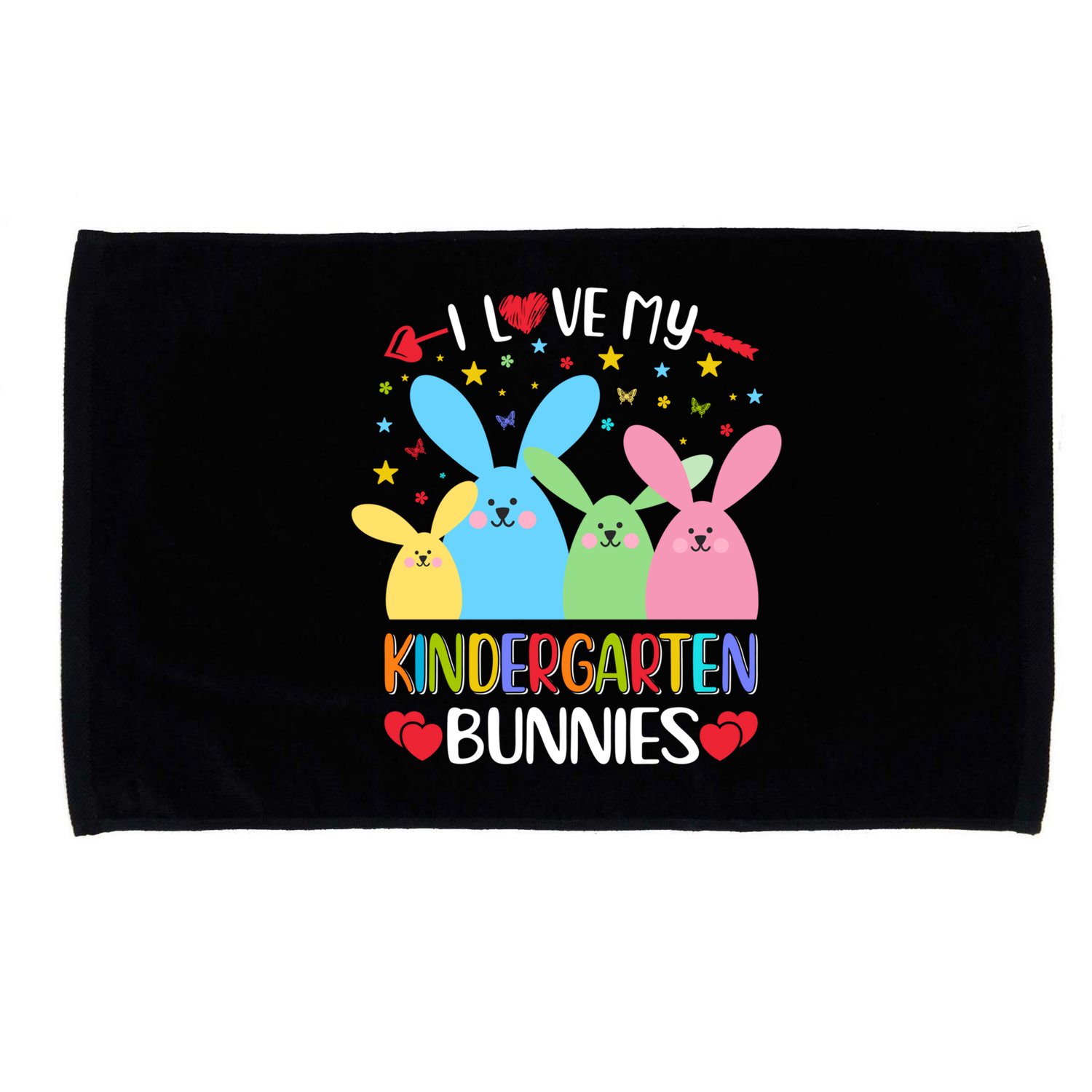 I Love My Kindergarden Bunnies Funny Teacher School Design Gift Microfiber Hand Towel