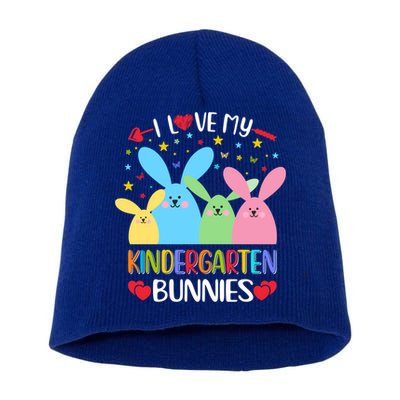 I Love My Kindergarden Bunnies Funny Teacher School Design Gift Short Acrylic Beanie