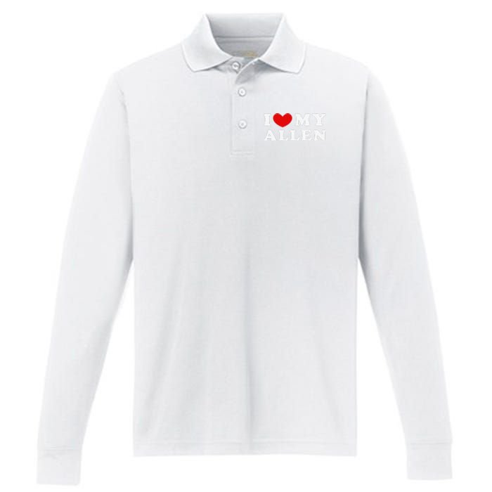 I Love My Allen Funny I Heart My Allen  Performance Long Sleeve Polo