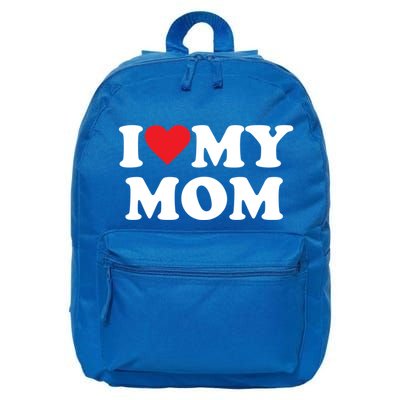 I Love My Mom Great Gift 16 in Basic Backpack