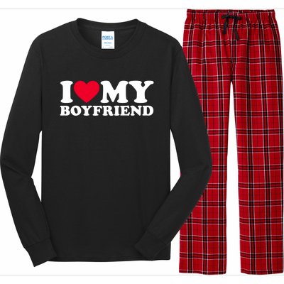 I Love My Boyfriend Gift I Heart My Boyfriend Gift Bf Gift Long Sleeve Pajama Set