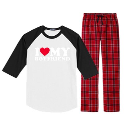 I Love My Boyfriend Gift I Heart My Boyfriend Gift Bf Gift Raglan Sleeve Pajama Set