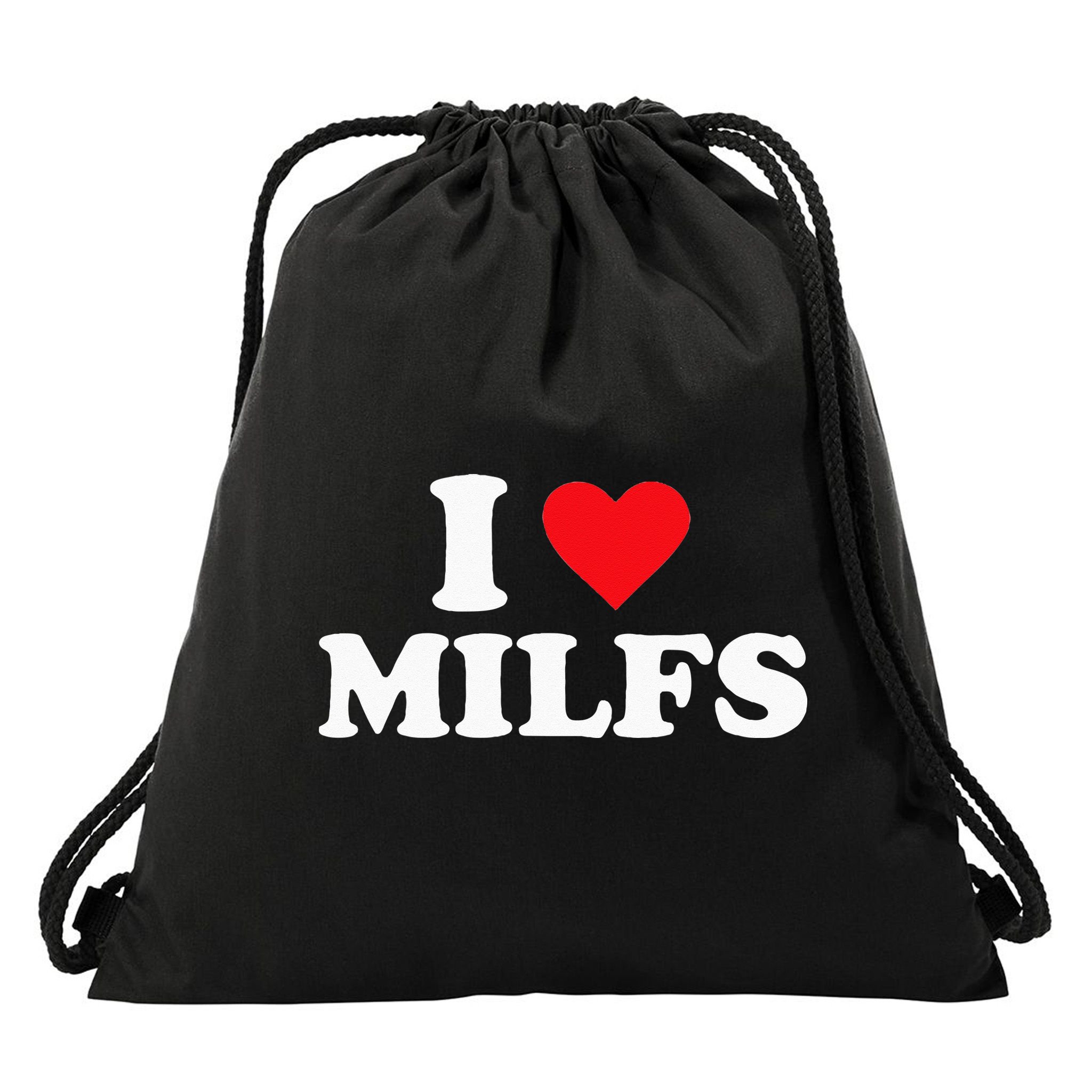 I Love MILFs Drawstring Bag