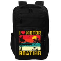 I Love Motor Boating Funny Boating Vintage Boat Captain Impact Tech Backpack