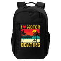 I Love Motor Boating Funny Boating Vintage Boat Captain Daily Commute Backpack