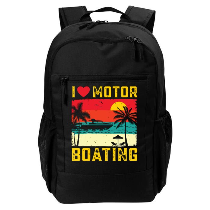 I Love Motor Boating Funny Boating Vintage Boat Captain Daily Commute Backpack