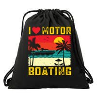 I Love Motor Boating Funny Boating Vintage Boat Captain Drawstring Bag